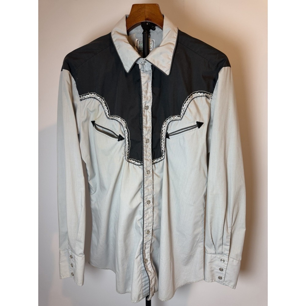 VTG H BAR C California RANCH WEAR Men Embroider Rockabilly Western Shirt W Yoke